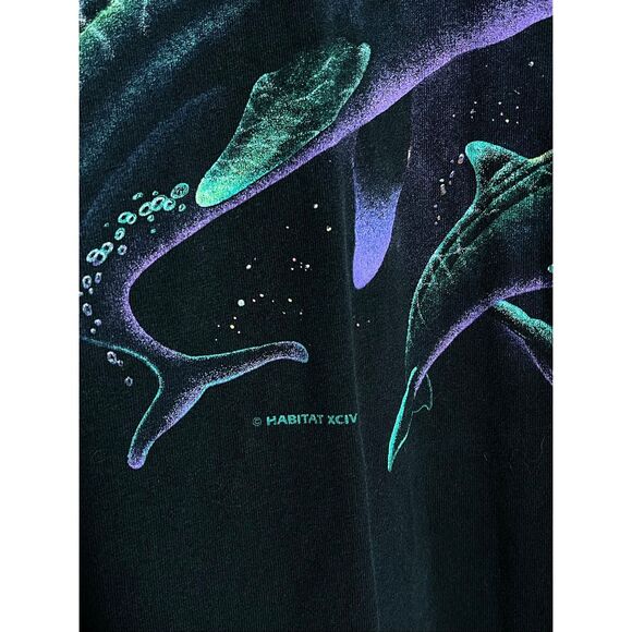 Vintage 90s Habitat Dolphin Outer Space AOP Nature Tee - Picture 2 of 5